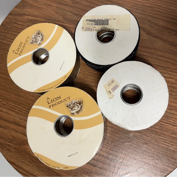 Lion Ribbon 4 Vtg Rolls Black Floral Metallic  Mystique 25yd -2 new seal/2 used - Picture 2 of 4